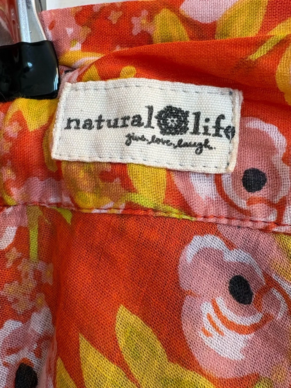 Natural Life Reversible Floral Wrap Skirt in Teal and Orange One Size - Picture 6 of 8